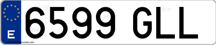 Ejemplo de matrícula de coche ordinaria 6599 GLL