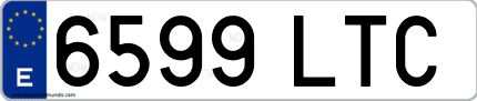 Ejemplo de matrícula de coche ordinaria 6599 LTC