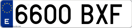 Ejemplo de matrícula de coche ordinaria 6600 BXF