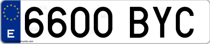 Ejemplo de matrícula de coche ordinaria 6600 BYC