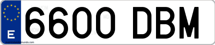 Ejemplo de matrícula de coche ordinaria 6600 DBM