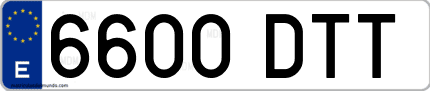 Ejemplo de matrícula de coche ordinaria 6600 DTT