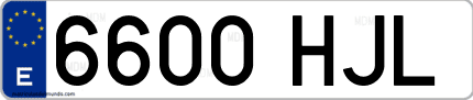 Ejemplo de matrícula de coche ordinaria 6600 HJL