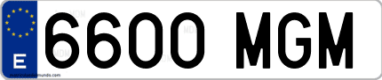 Ejemplo de matrícula de coche ordinaria 6600 MGM