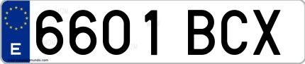 Ejemplo de matrícula española 6601 BCX