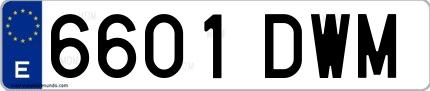 Ejemplo de matrícula española 6601 DWM