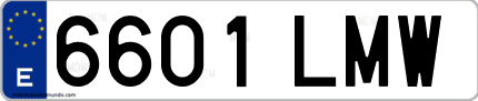 Ejemplo de matrícula de coche ordinaria 6601 LMW