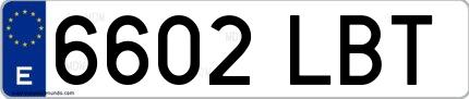 Ejemplo de matrícula española 6602 LBT