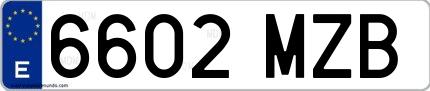 Ejemplo de matrícula española 6602 MZB