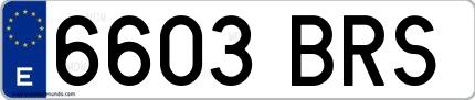 Ejemplo de matrícula española 6603 BRS