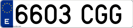 Ejemplo de matrícula de coche ordinaria 6603 CGG