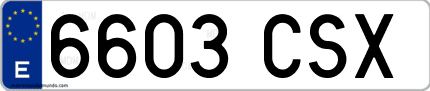 Ejemplo de matrícula de coche ordinaria 6603 CSX