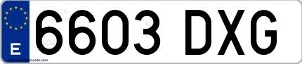 Ejemplo de matrícula española 6603 DXG