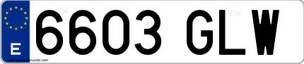 Ejemplo de matrícula española 6603 GLW