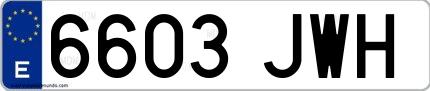 Ejemplo de matrícula española 6603 JWH