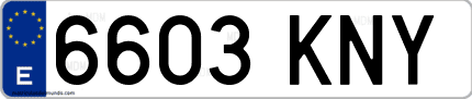 Ejemplo de matrícula de coche ordinaria 6603 KNY