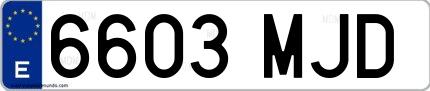 Ejemplo de matrícula española 6603 MJD