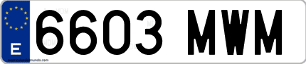 Ejemplo de matrícula de coche ordinaria 6603 MWM