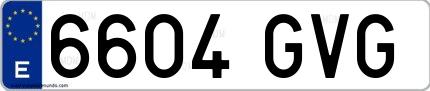 Ejemplo de matrícula española 6604 GVG