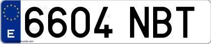 Ejemplo de matrícula española 6604 NBT
