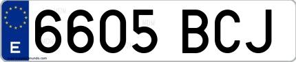 Ejemplo de matrícula española 6605 BCJ