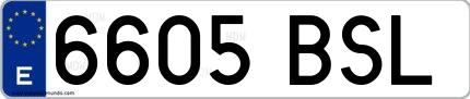 Ejemplo de matrícula española 6605 BSL