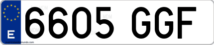 Ejemplo de matrícula de coche ordinaria 6605 GGF