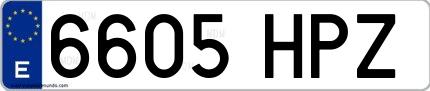 Ejemplo de matrícula española 6605 HPZ
