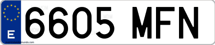 Ejemplo de matrícula de coche ordinaria 6605 MFN
