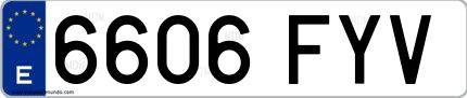 Ejemplo de matrícula española 6606 FYV
