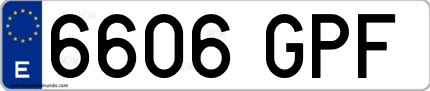 Ejemplo de matrícula de coche ordinaria 6606 GPF