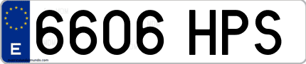 Ejemplo de matrícula de coche ordinaria 6606 HPS