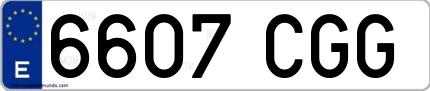 Ejemplo de matrícula española 6607 CGG