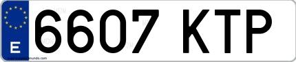 Ejemplo de matrícula española 6607 KTP
