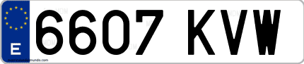 Ejemplo de matrícula de coche ordinaria 6607 KVW
