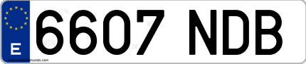 Ejemplo de matrícula de coche ordinaria 6607 NDB