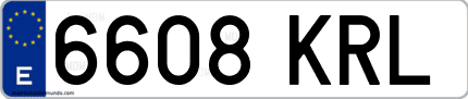 Ejemplo de matrícula de coche ordinaria 6608 KRL