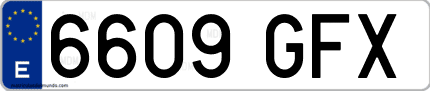 Ejemplo de matrícula de coche ordinaria 6609 GFX