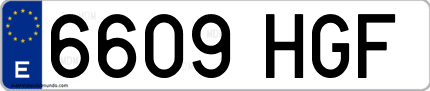 Ejemplo de matrícula de coche ordinaria 6609 HGF