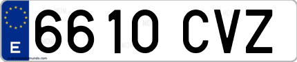 Ejemplo de matrícula de coche ordinaria 6610 CVZ