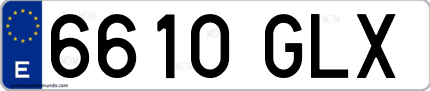 Ejemplo de matrícula de coche ordinaria 6610 GLX
