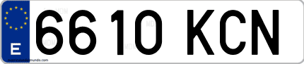 Ejemplo de matrícula de coche ordinaria 6610 KCN