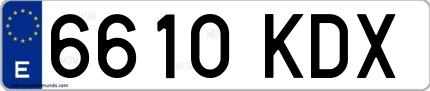 Ejemplo de matrícula española 6610 KDX