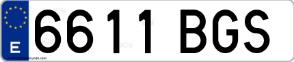 Ejemplo de matrícula de coche ordinaria 6611 BGS