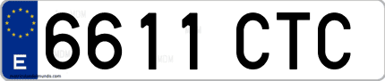 Ejemplo de matrícula de coche ordinaria 6611 CTC