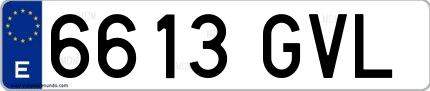 Ejemplo de matrícula española 6613 GVL