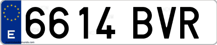 Ejemplo de matrícula de coche ordinaria 6614 BVR