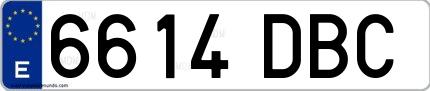 Ejemplo de matrícula española 6614 DBC