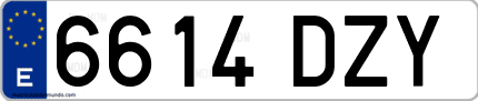 Ejemplo de matrícula de coche ordinaria 6614 DZY