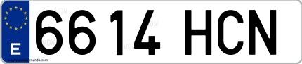 Ejemplo de matrícula española 6614 HCN